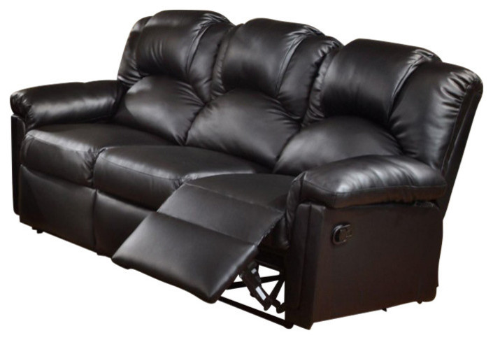 Highly Plush Hardwood  Metal  ampBonded Leather Recliner Sofa  Black   Contemporary   Sofas   by VirVentures  Houzz