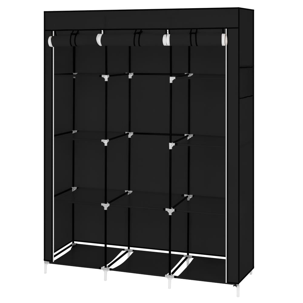 UBesGoo 10 Shelves Portable Closet Wardrobe Non-woven Fabric Clothes Rack, Black