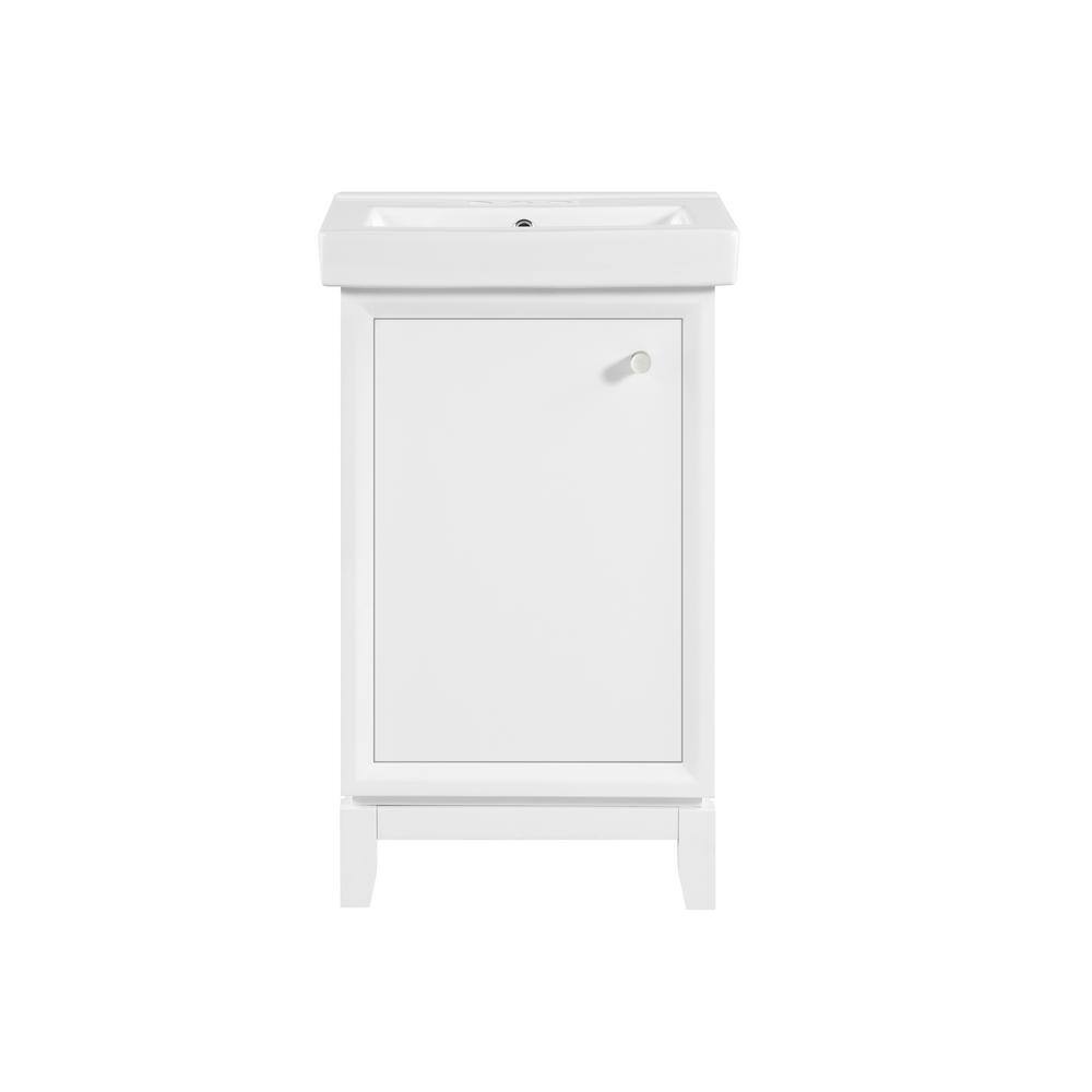 Home Decorators Collection Norris 20 in. W x 16 in. D Bath Vanity in White with Ceramic Vanity Top in White with White Basin Norris 20W