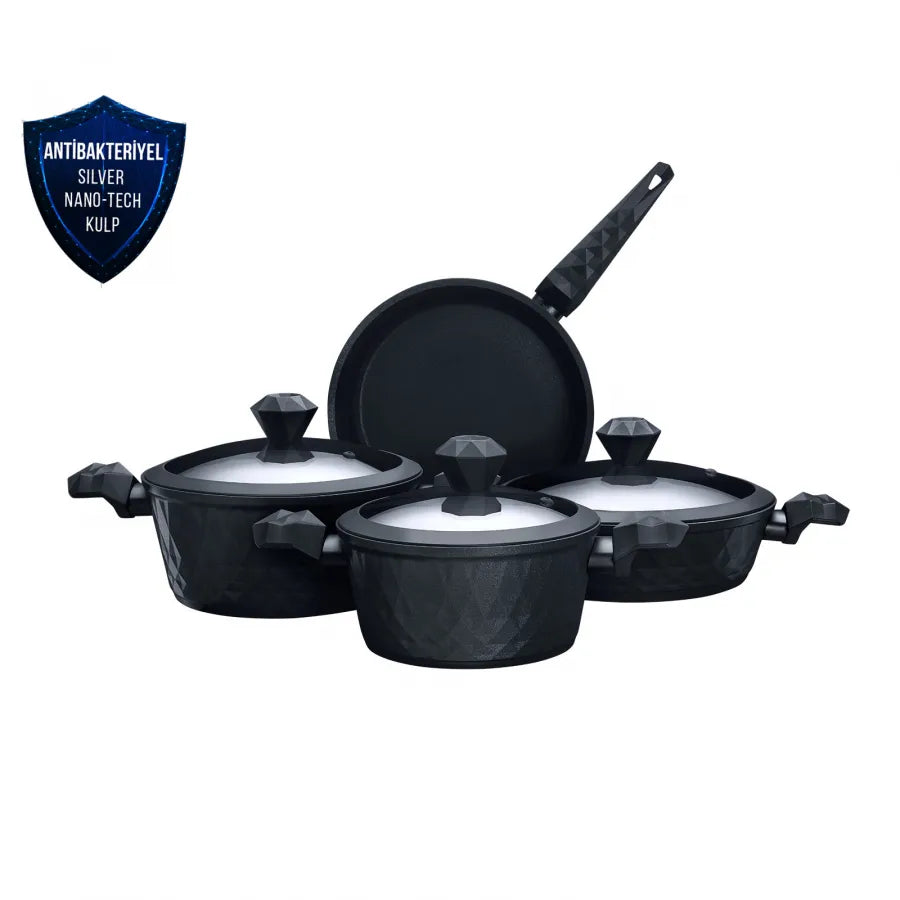 Karaca Bio Diamond Antibacterial 7 Piece Cookware Set With Handle And Induction Base 153.03.08.0429