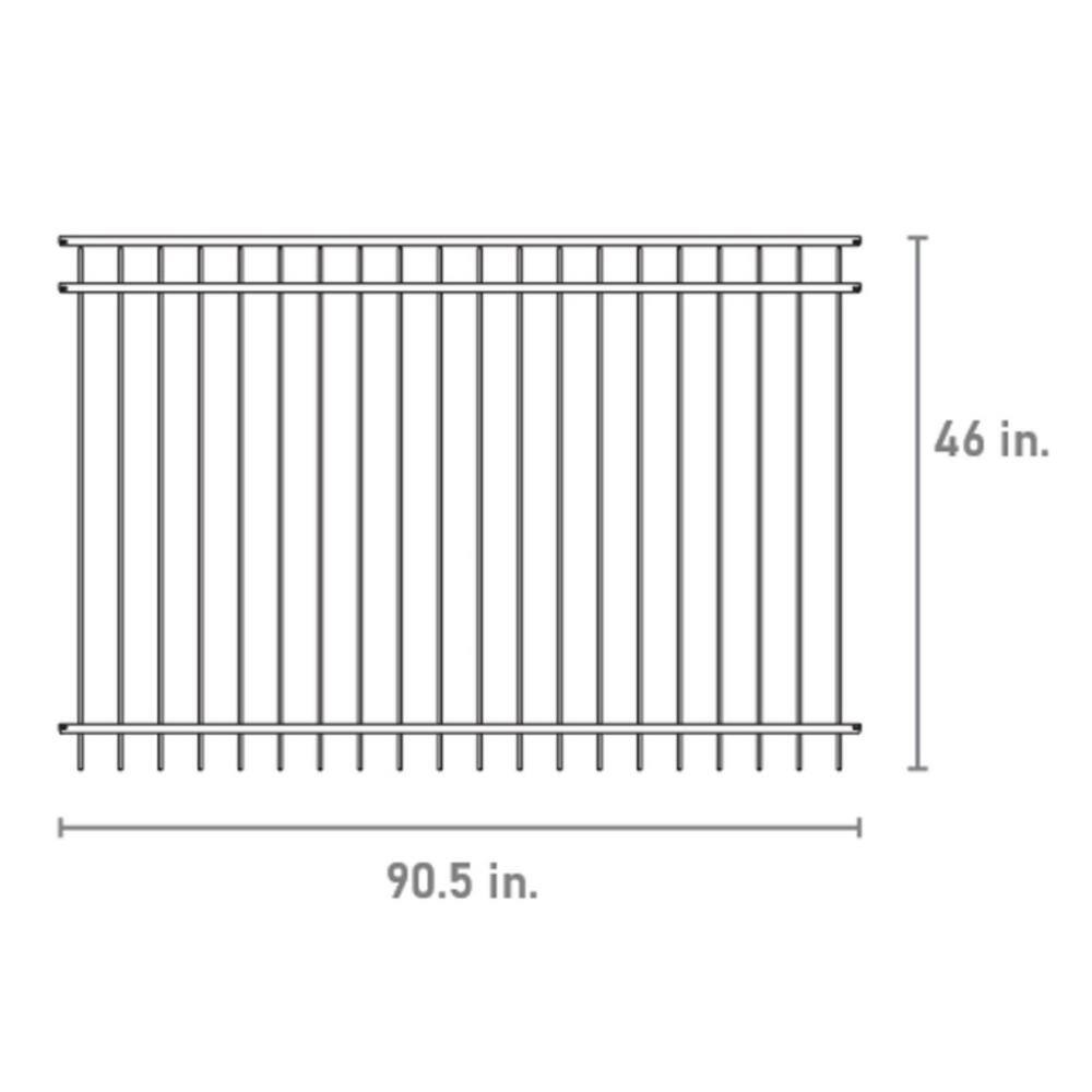 FORTRESS Versai 4 ft. H x 7.5 ft. W Gloss Black Steel Flat Top Design Fence Panel 713469041