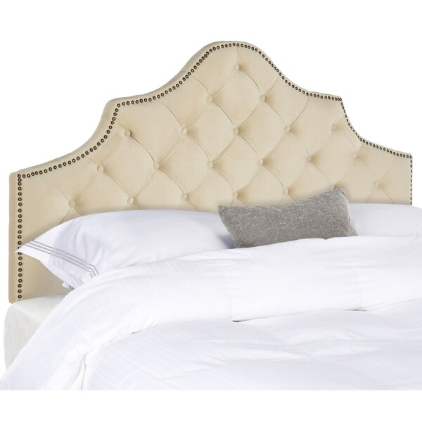 Safavieh Arebelle Buckwheat Velvet Upholstered Tufted Headboard - Brass Nailhead (King) - - 11551770