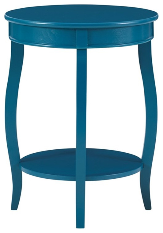 Home Square Round Wood End Table with Shelf in Silver   Set of 2   Eclectic   Side Tables And End Tables   by Homesquare  Houzz