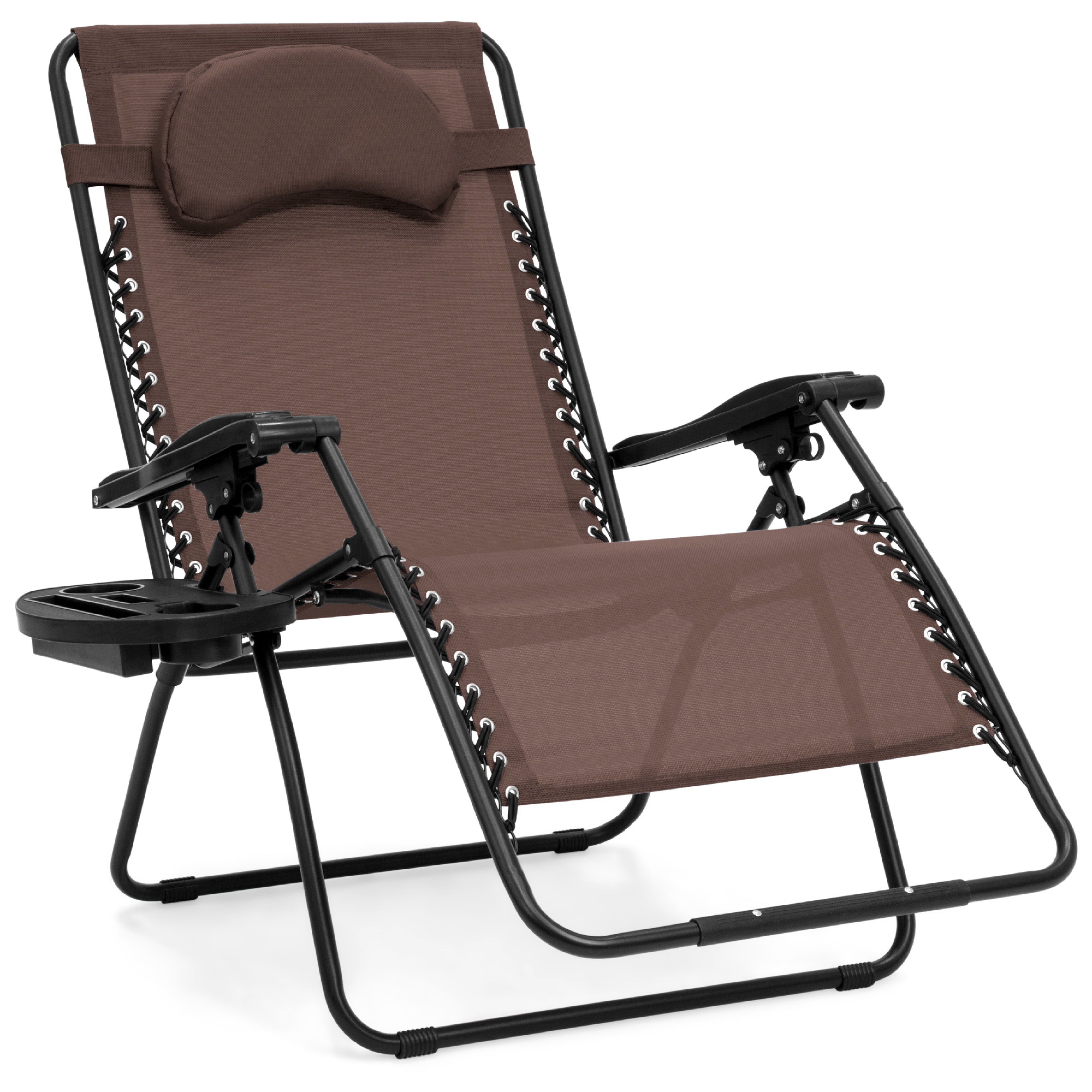 Best Choice Products Oversized Zero Gravity Chair, Folding Outdoor Patio Lounge Recliner w/ Cup Holder - Brown