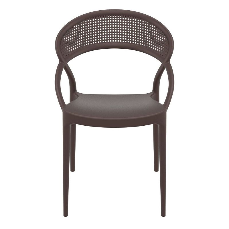 32.25 Brown Mesh Outdoor Patio Round Dining Chair