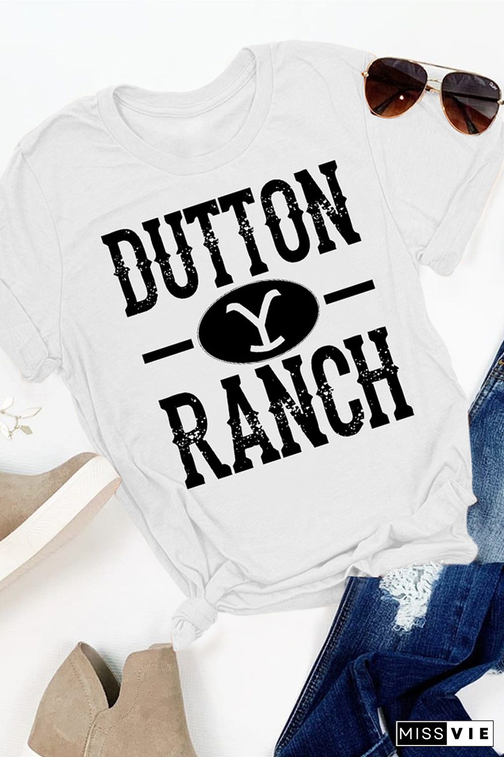 OUTTON RANCH Print Graphic Tees for Women Wholesale Short Sleeve T shirts Top