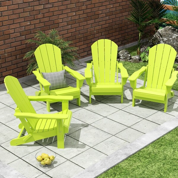 Polytrends Laguna Weather Resistant Outdoor Patio Folding Adirondack Chairs (Set of 4)