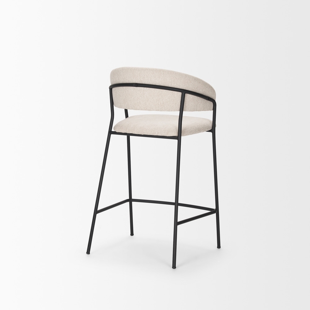 Carolyn Counter Stool w/ Gray Fabric   Matte Black Metal