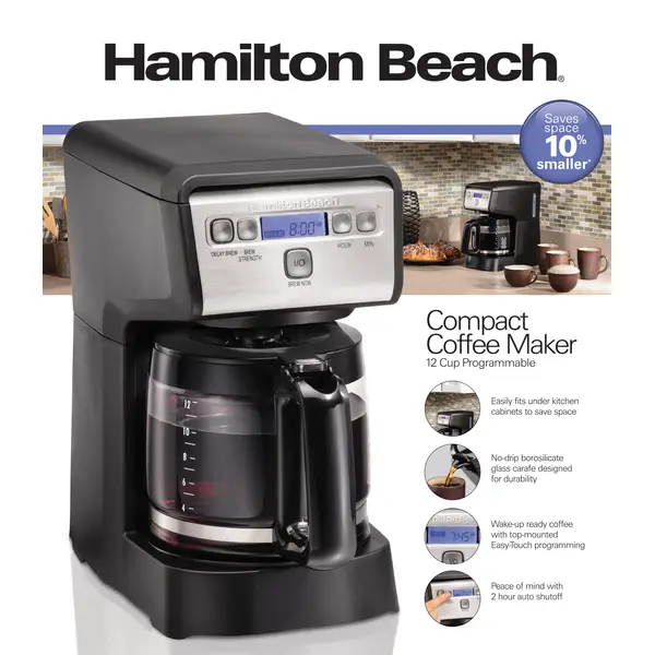 Hamilton Beach 12-Cup Compact Programmable Coffee Maker