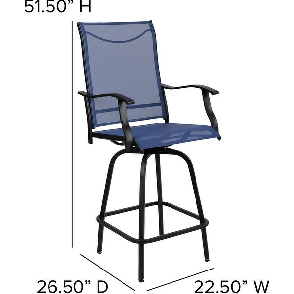 All Weather Outdoor Navy with Black Galvanized Steel Swivel Bar Stools