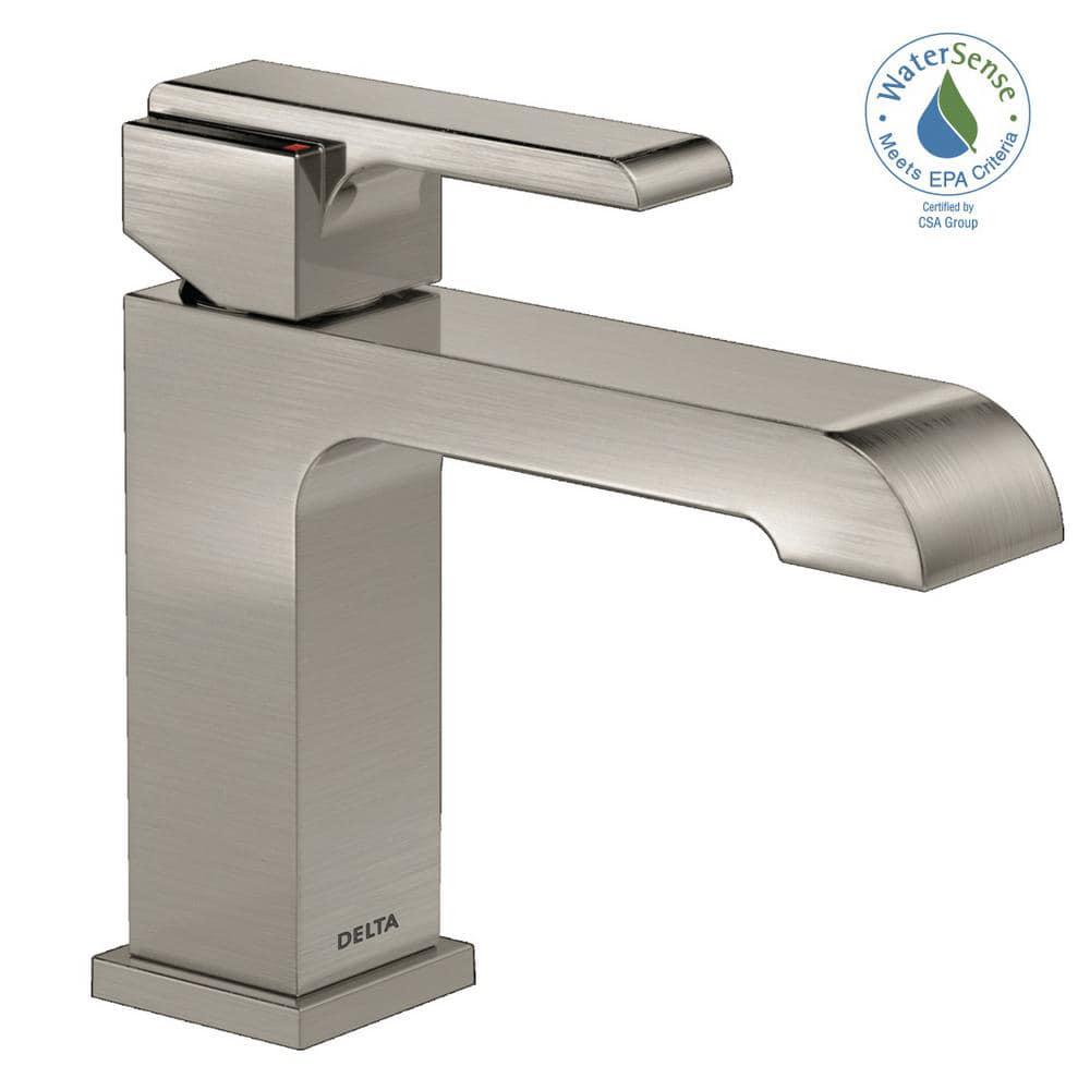 Delta Ara Single Hole SingleHandle Bathroom Faucet with Metal Drain Assembly in Stainless