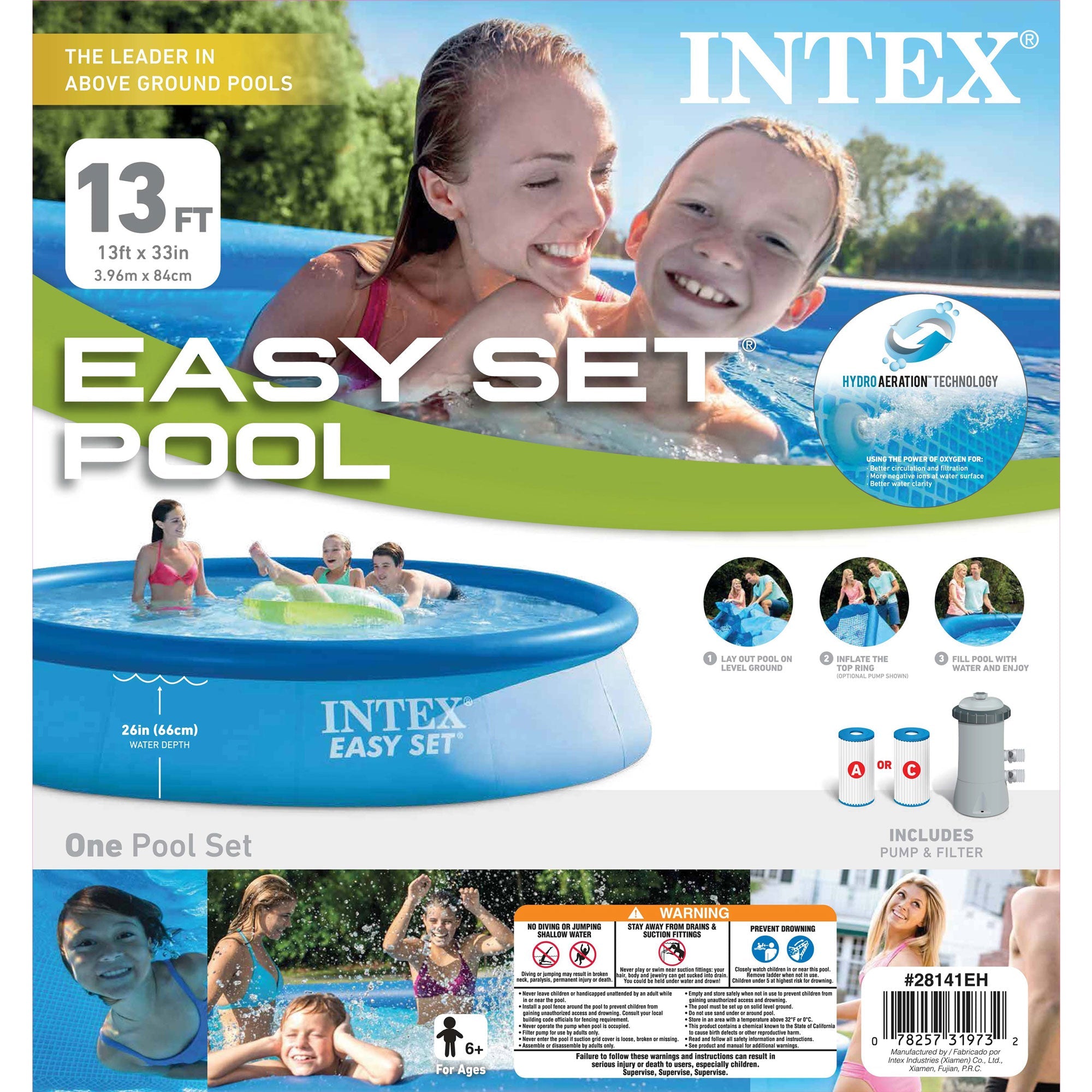 Intex 28141EH 13Ft x 33In Swimming Pool with Filter Pump & 3" Chlorine Tabs