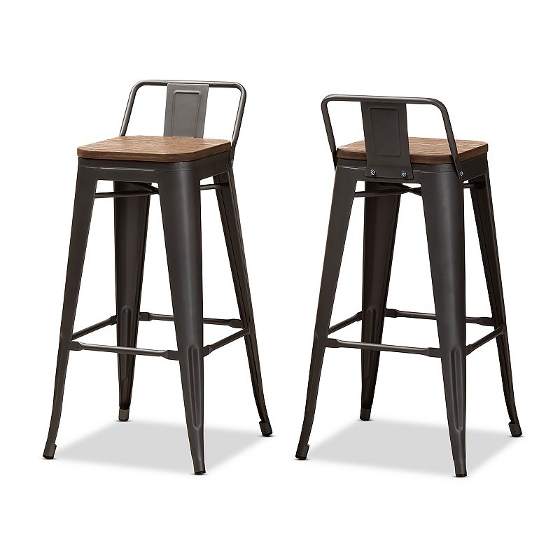 Baxton Studio Henri Low Backrest Bar Stool 2-piece Set