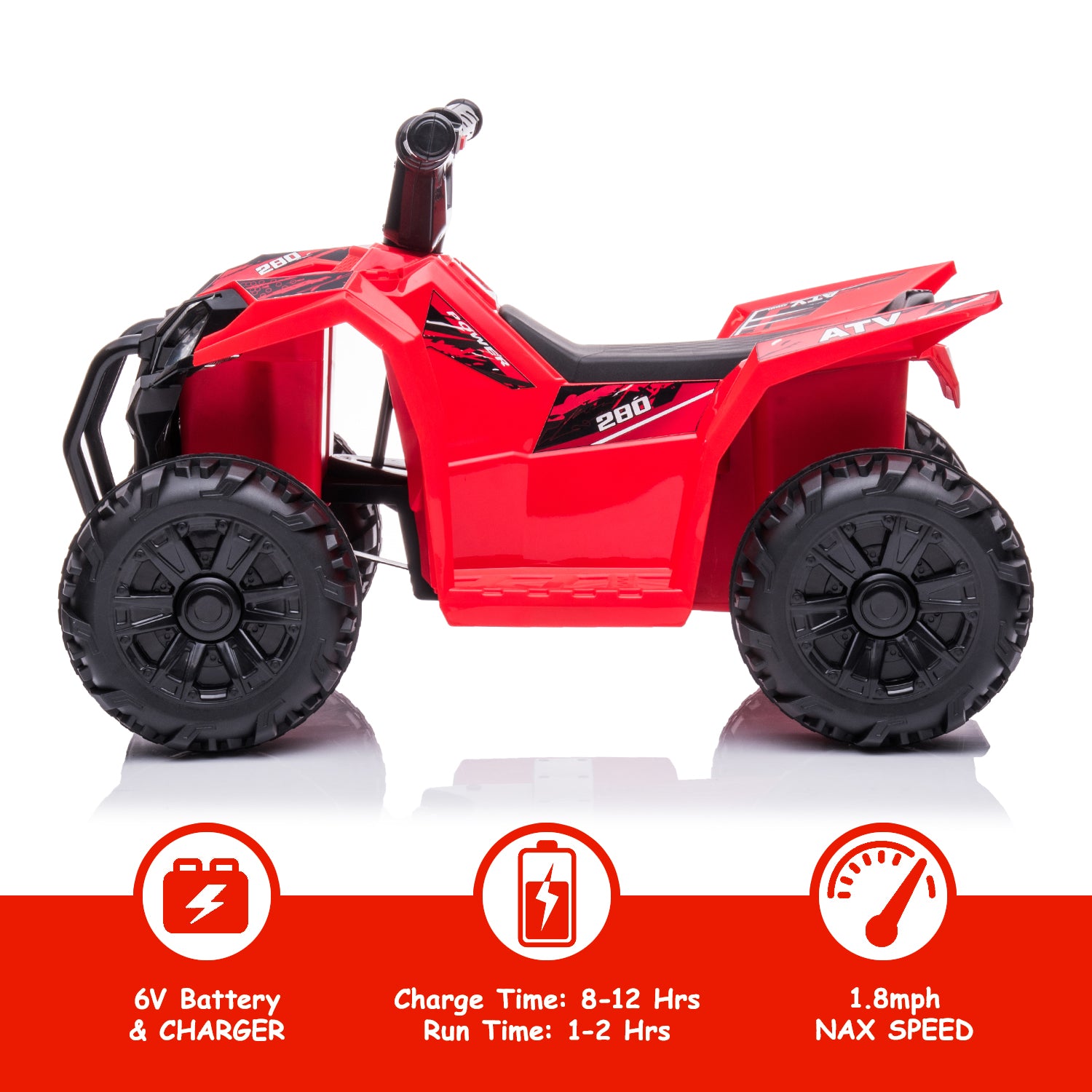 uhomepro 6V Kids Electric ATV 4 Wheels Ride On Cars Toy for Boys Girls, Red