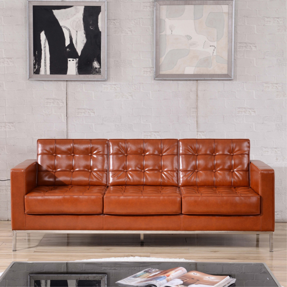 Hercules Lacey Series Contemporary Leather Sofa  Stainless Steel Frame   Contemporary   Sofas   by VirVentures  Houzz