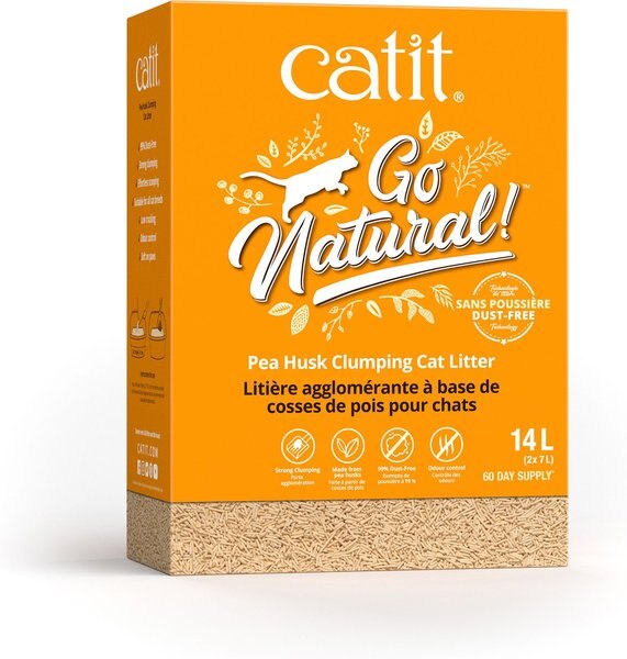 Catit Go Natural Pea Husk Clumping Cat Litter， Natural， 14.8-lb bag