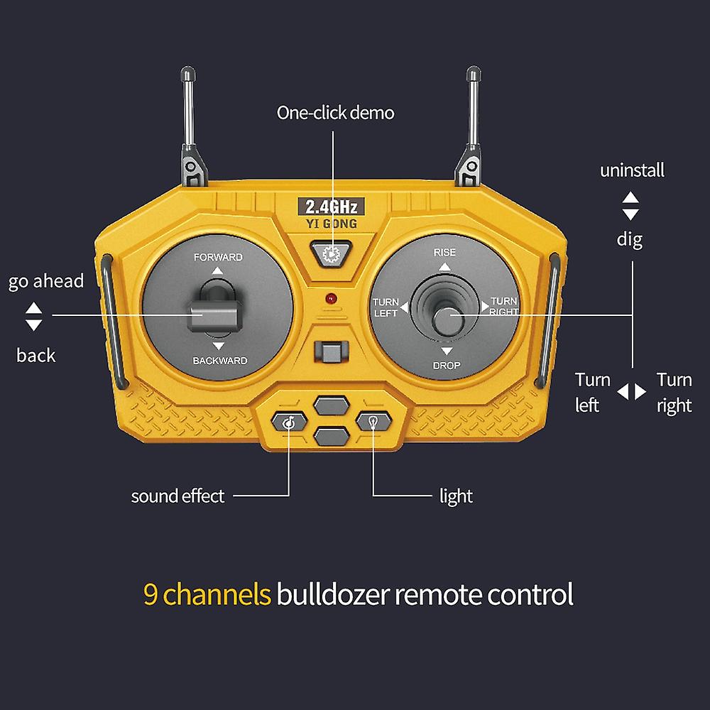 2.4g High Tech 11 Channels Rc Excavator Dump Trucks Bulldozer Alloy Plastic Engineering Vehicle Electronic Toys For Boy Xmas Gifts