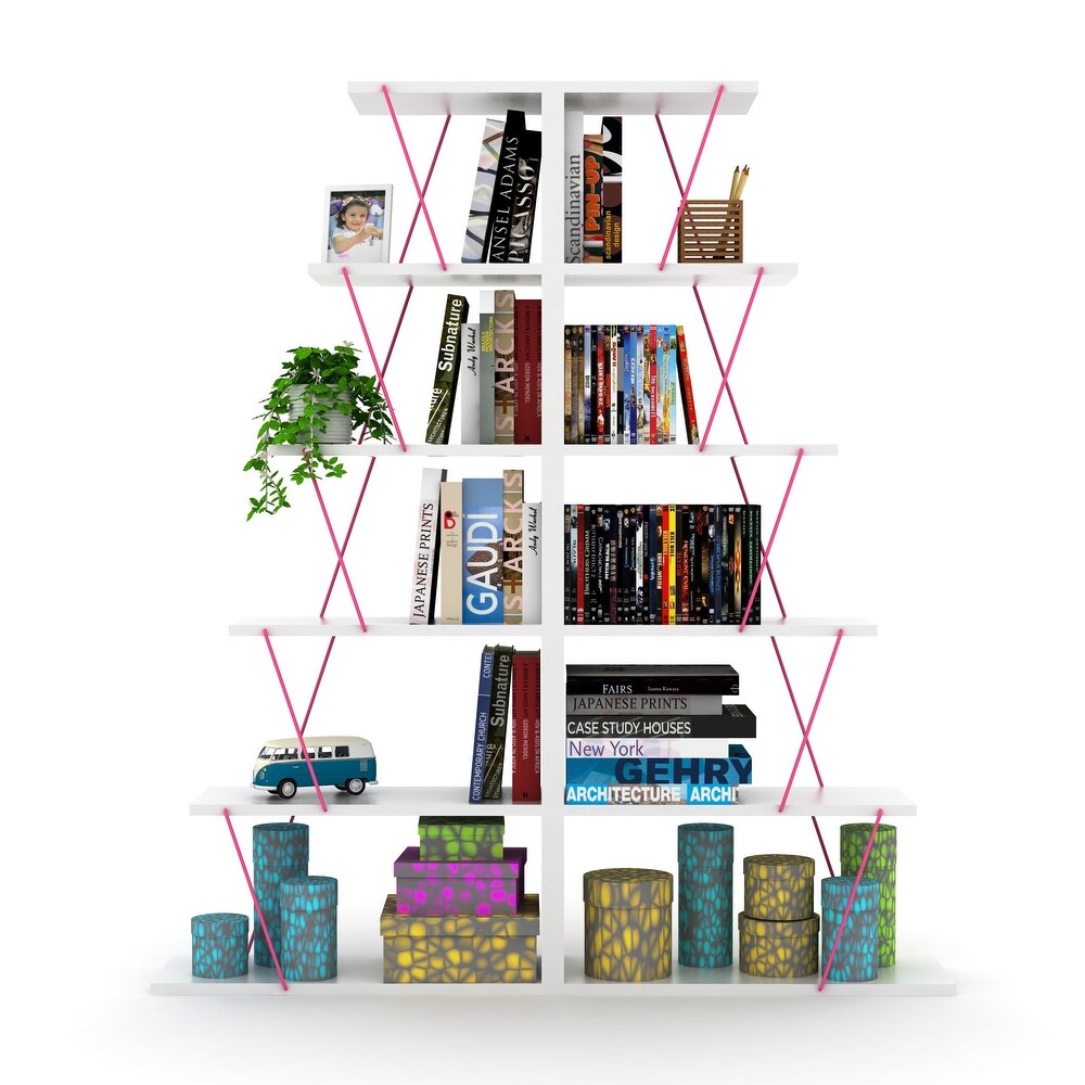 Furnish Home Store Modern 5 Tier Ladder Bookshelf Organizers  Narrow Bookshelf for Small Spaces Office Furniture Bookcase