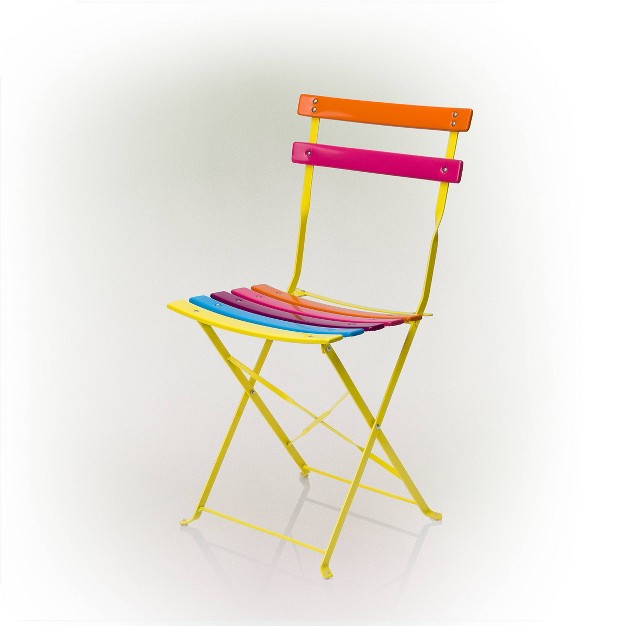 Steel Foldable Bistro Set Vibrant Rainbow Alpine Corporation