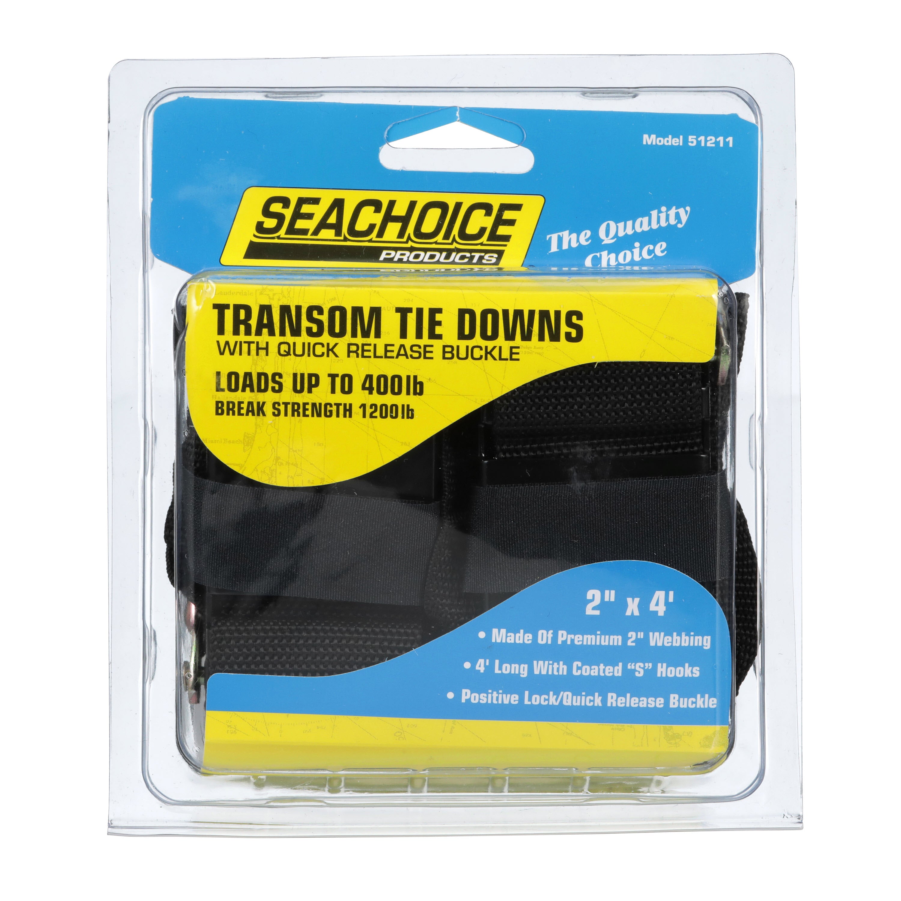 Seachoice Premium Transom Tie Down Straps, 2" x 48", 2-Pack