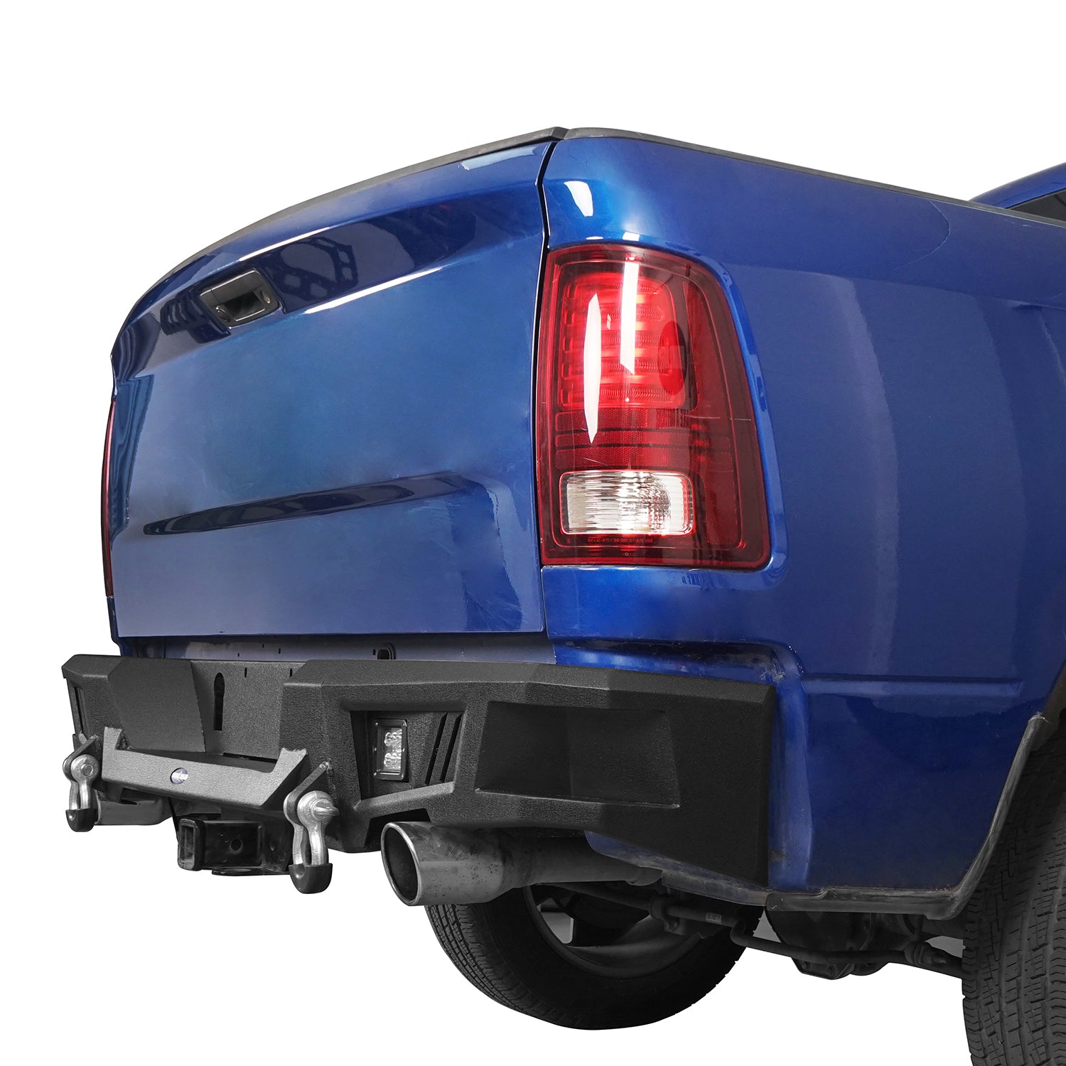 Hooke Road Rear Bumper Fit Dodge Ram 1500 2009-2018 with License Plate Hole and LED Spotlights