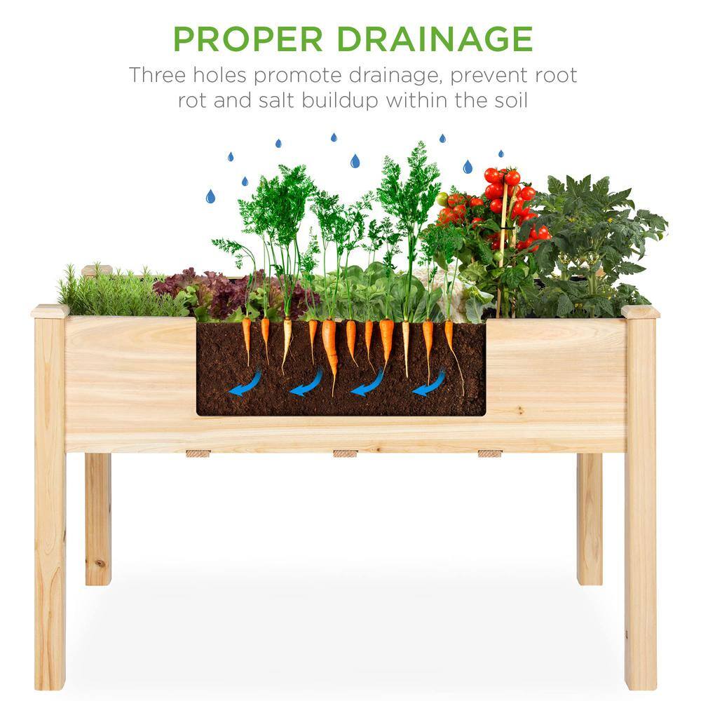 48 in. x 24 in. x 30 in. Raised Garden Bed Elevated Wood Planter Box Stand for Backyard Patio Balcony wBed Liner PUA0DQ