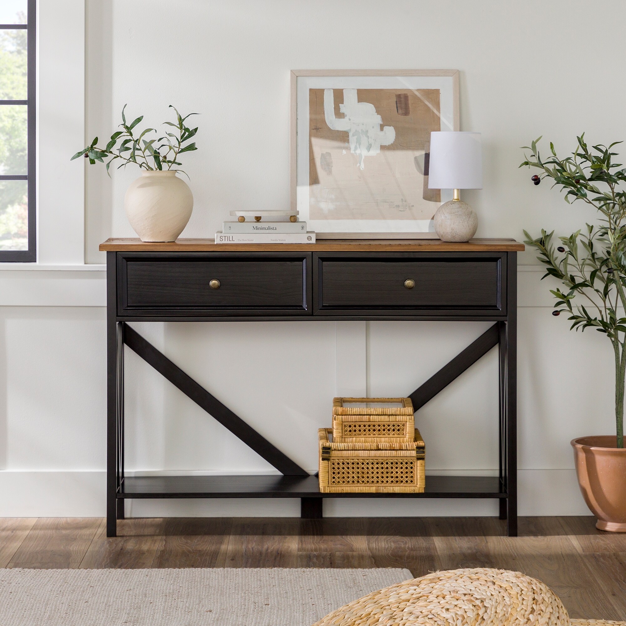 Middlebrook Rustic 2-Drawer Entry Table with Lower Shelf