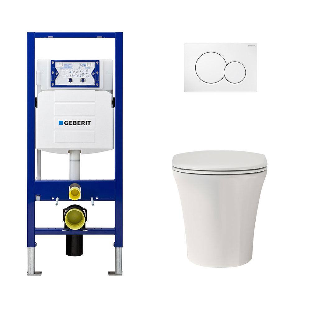 Geberit MUSE 2-piece 0.81.6 GPF Dual Flush Elongated Toilet with 2 in. x 6 in. Concealed Tank and Plate in White Seat Included C-6620KIT2X6