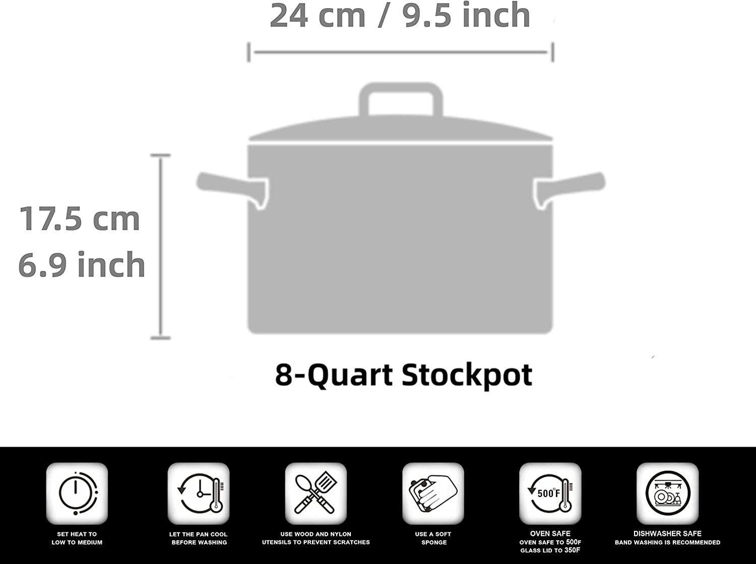 Cooks Standard 8-Quart Classic Stainless Steel Stockpot with Lid， 8-QT， Silver