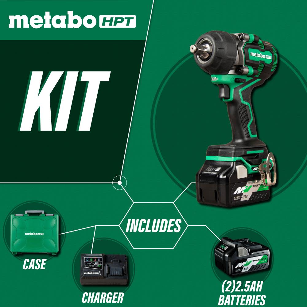 Metabo HPT 36V MultiVolt 1/2 Mid Torque Impact Wrench Kit ;