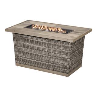 Home Decorators Collection Avondale 25.98 in. x 25 in. Rectangular Steel Propane Gas Gray Fire Pit FHWS80124