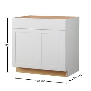 Hampton Bay Westfield Feather White Shaker Stock Assembled Base Kitchen Cabinet (36 in. W x 23.75 in. D x 35 in. H) F11B36B