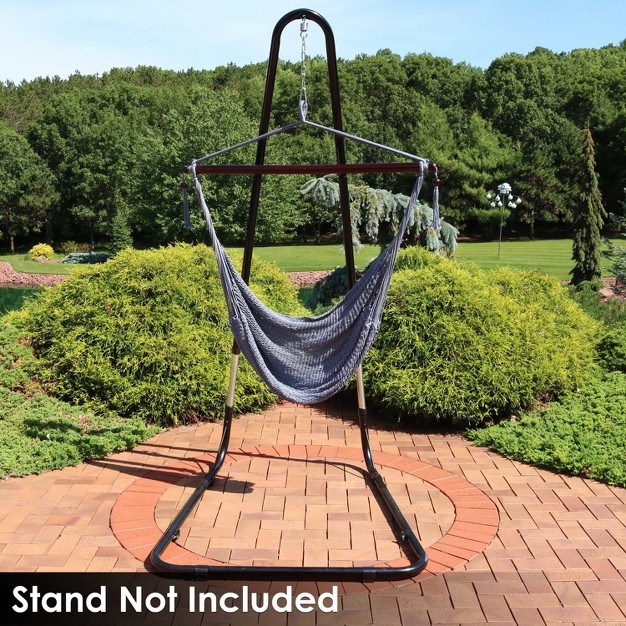 Sunnydaze Modern Boho style Soft spun Polyester Rope Hanging Caribbean Xl Hammock Chair For Yard Balcony And Garden