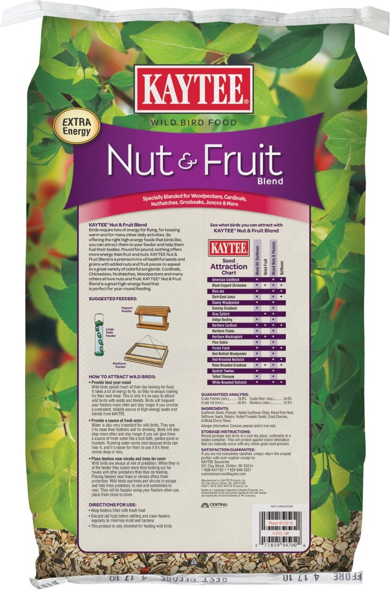 Kaytee Nut and Fruit Blend Wild Bird Food， 20-lb bag