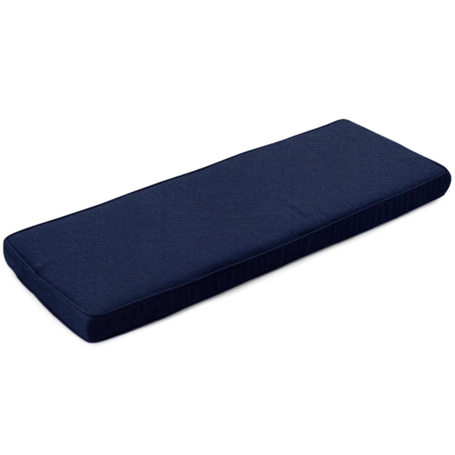 Sunbrella Canvas Navy Large Outdoor Replacement Bench Cushion W/ Piping By Signature