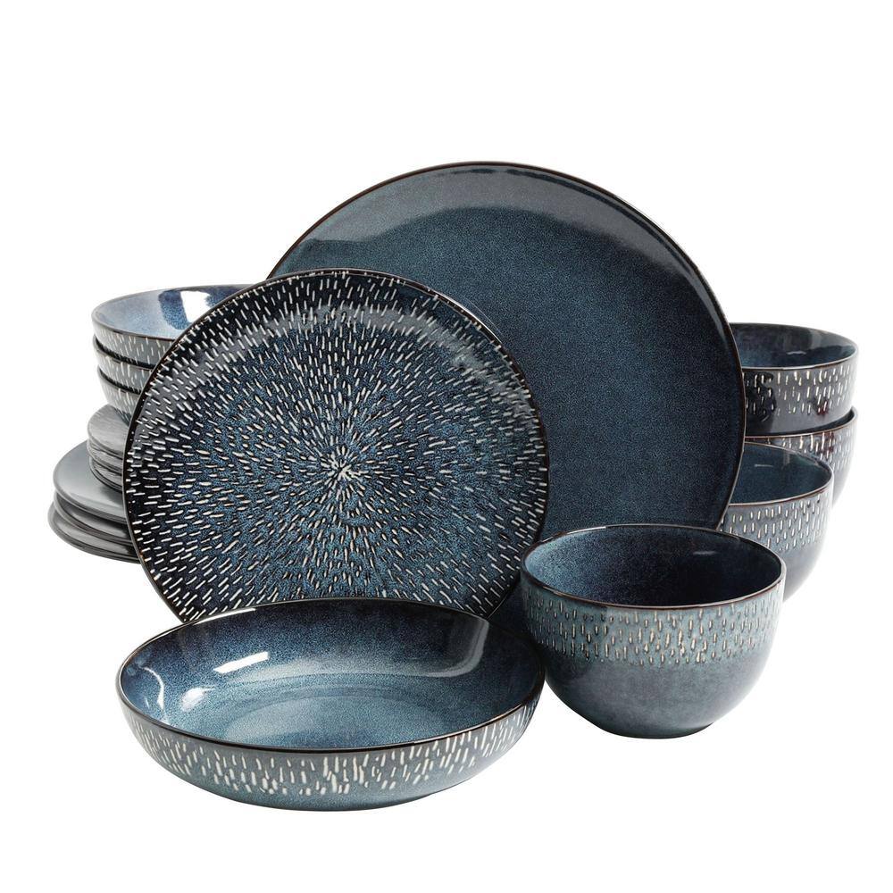 GIBSON elite Matisse 16-Piece Contemporary Cobalt Earthenware Dinnerware Set (Service for 4) 985104940M