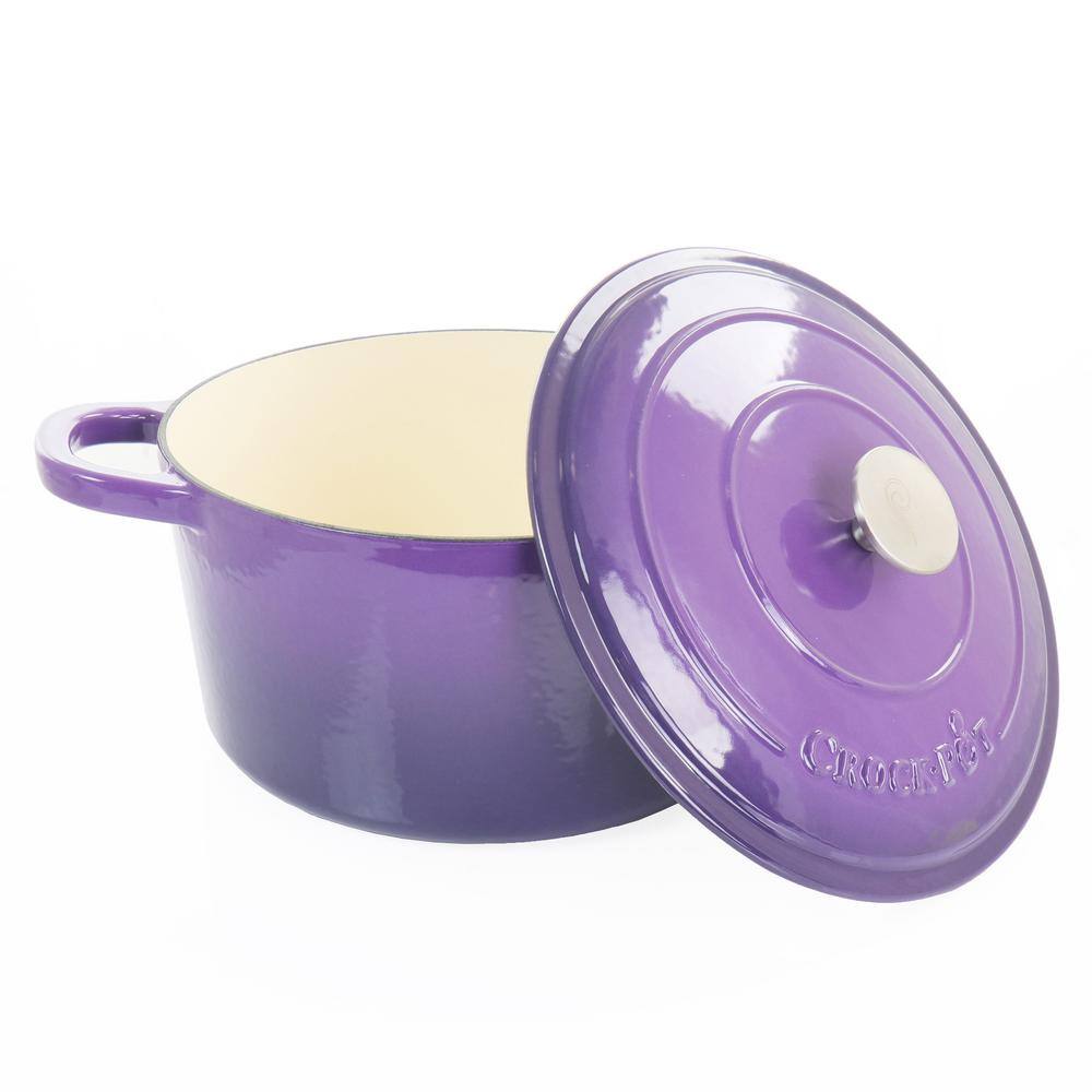 Crock-Pot Artisan 7 qt. Enameled Cast Iron Dutch Oven with Lid in Lavender (2-Piece) 985114731M