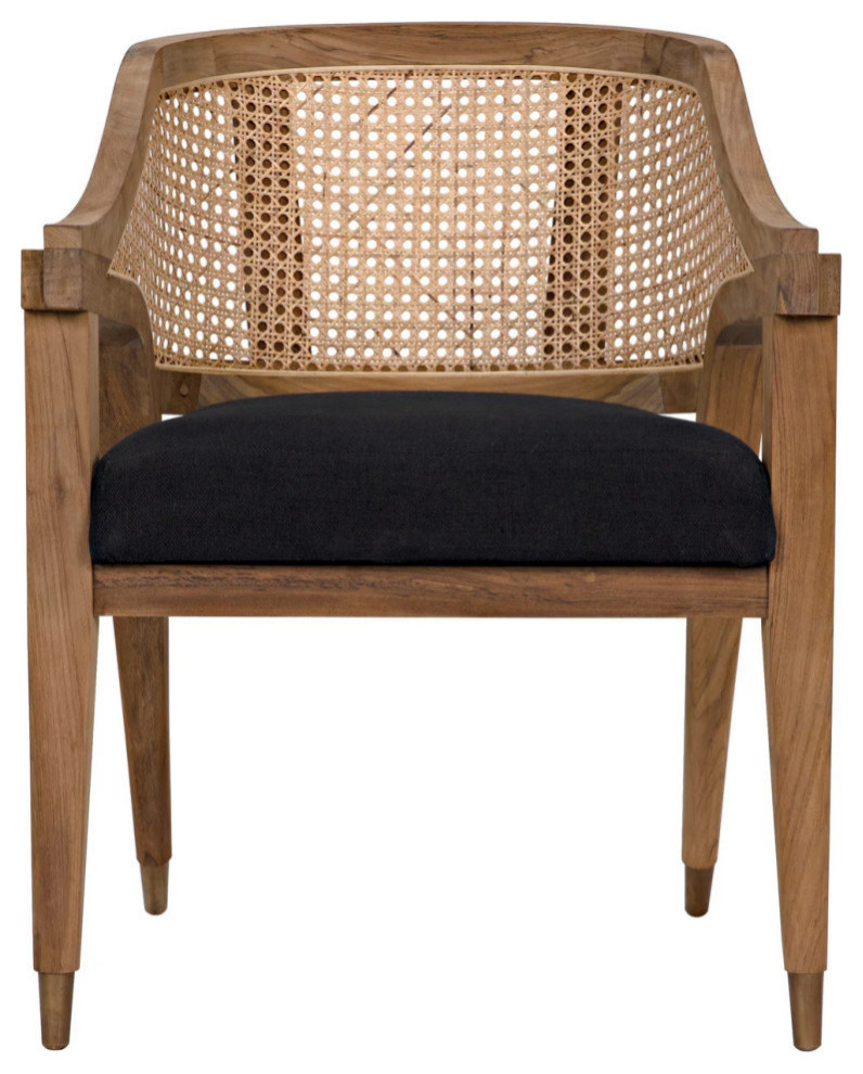 Eithan Chair  Teak  Caning  And Black Cotton   Modern   Armchairs And Accent Chairs   by Rustic Home Furniture Deco  Houzz