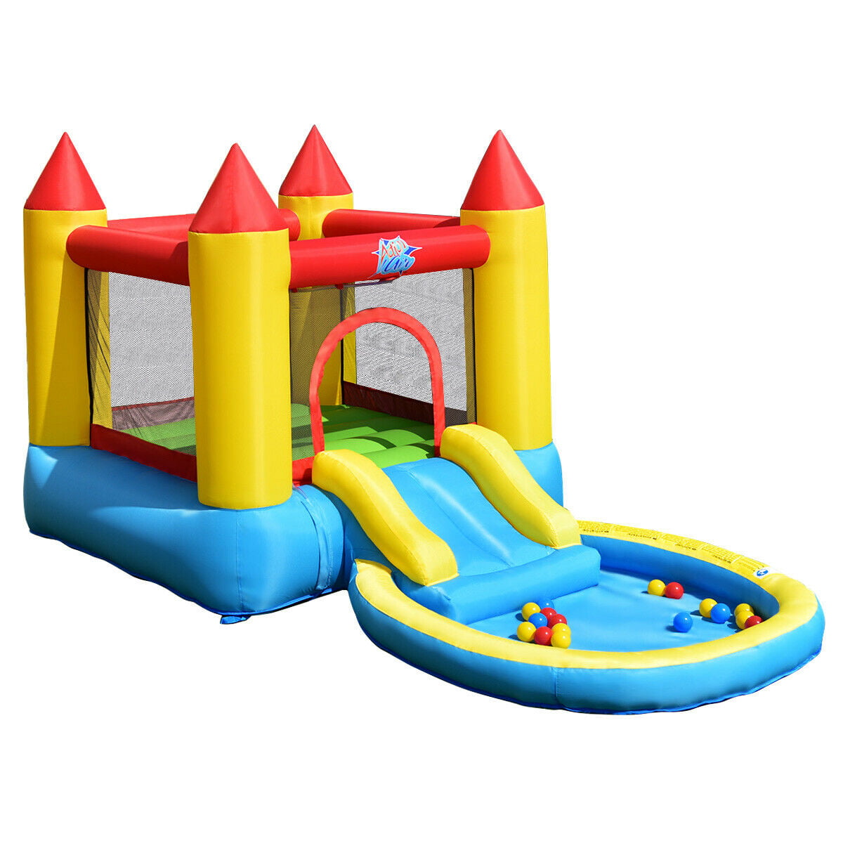 Gymax Inflatable Bounce House Kids Slide Jumping Castle Bouncer w/Pool and 480W Blower