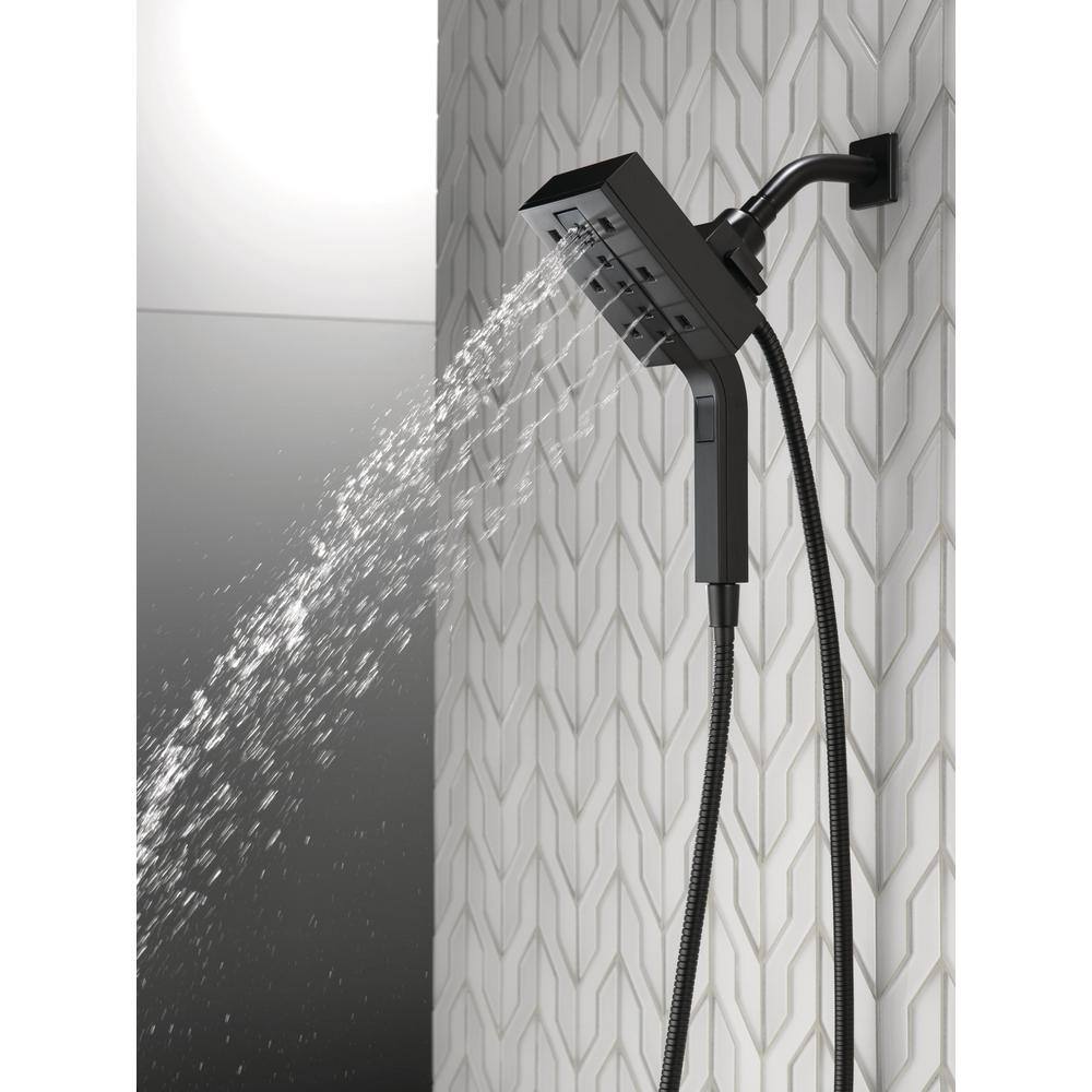 Delta In2ition 4-Spray Patterns 1.75 GPM 4.5 in. Wall Mount Dual Shower Heads in Matte Black 58473-BL