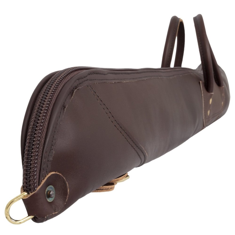 55 In. L Brown Smooth Leather Shotgun Case Without Scope ;