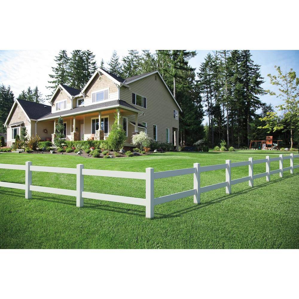 Veranda 5 in. x 5 in. x 5 ft. Vinyl White Ranch 2-Rail Line Fence Post 53990