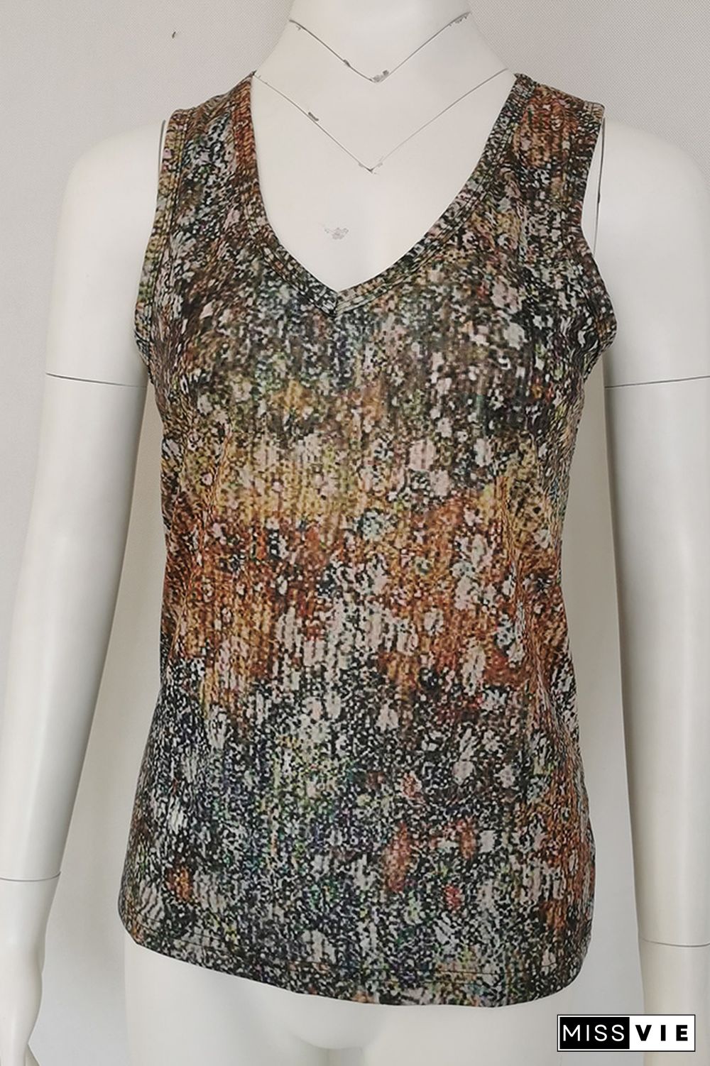 Ethnic Pattern V Neck Tank Top