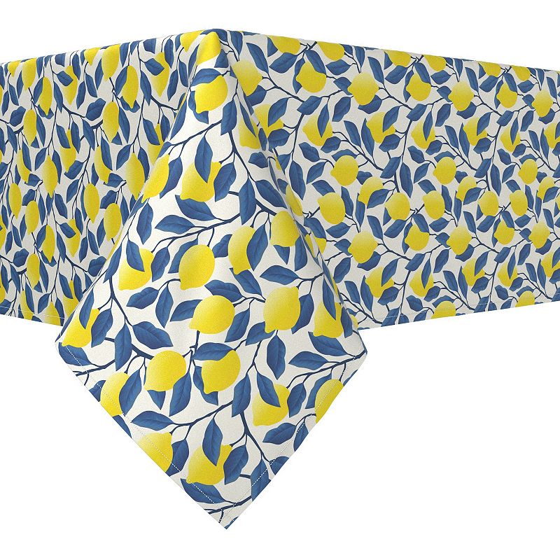 Square Tablecloth， 100% Polyester， 54x54， Lemon Tree with Blue Leaves