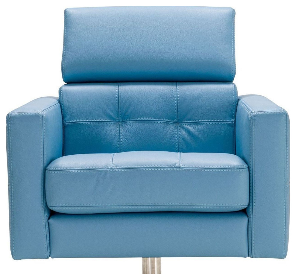 Mimi Accent Chair Full Grain Italian Leather  Blue   Contemporary   Armchairs And Accent Chairs   by V.S.D Furniture  Houzz