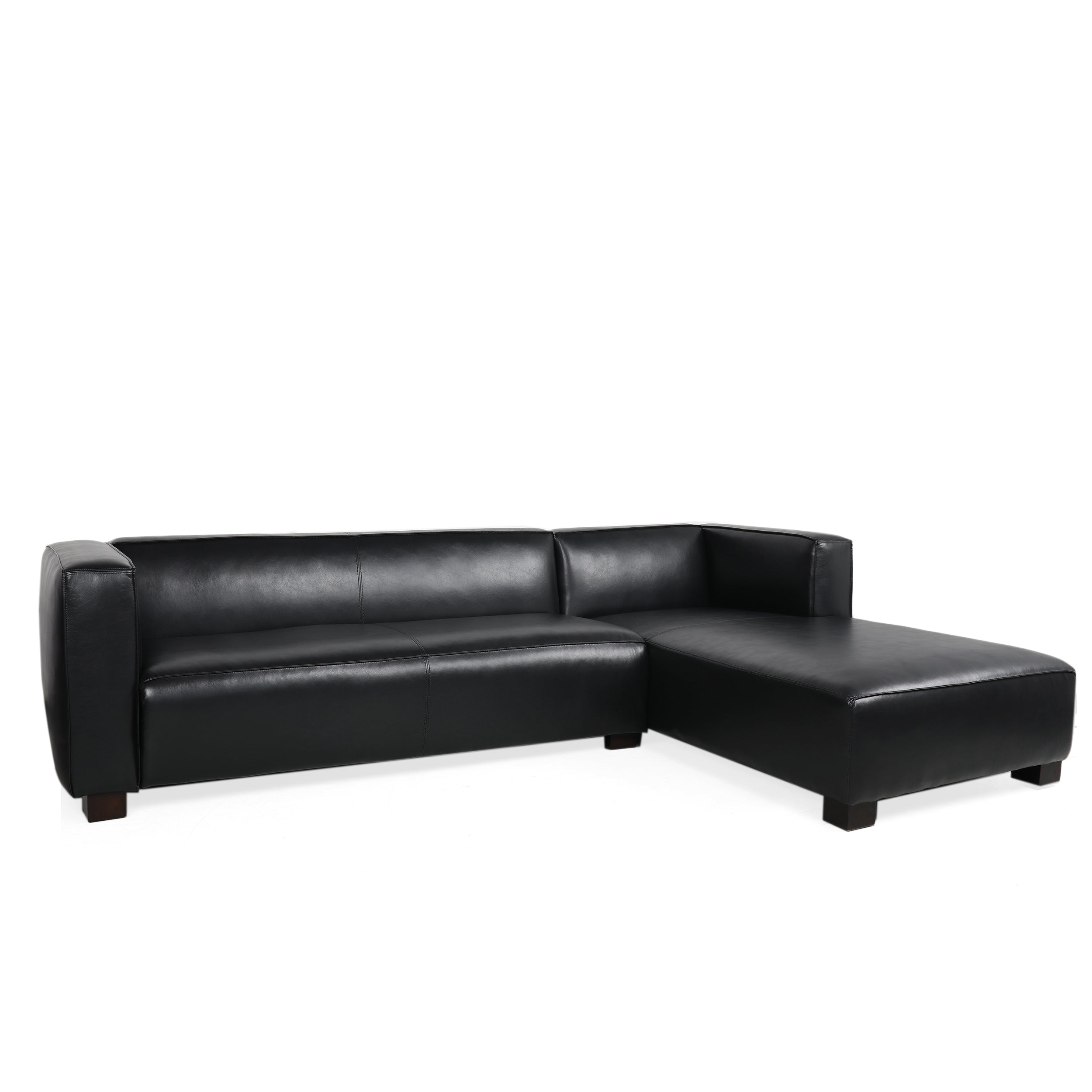 Minkler Contemporary Faux Leather 3 Seater Sofa with Chaise Lounge