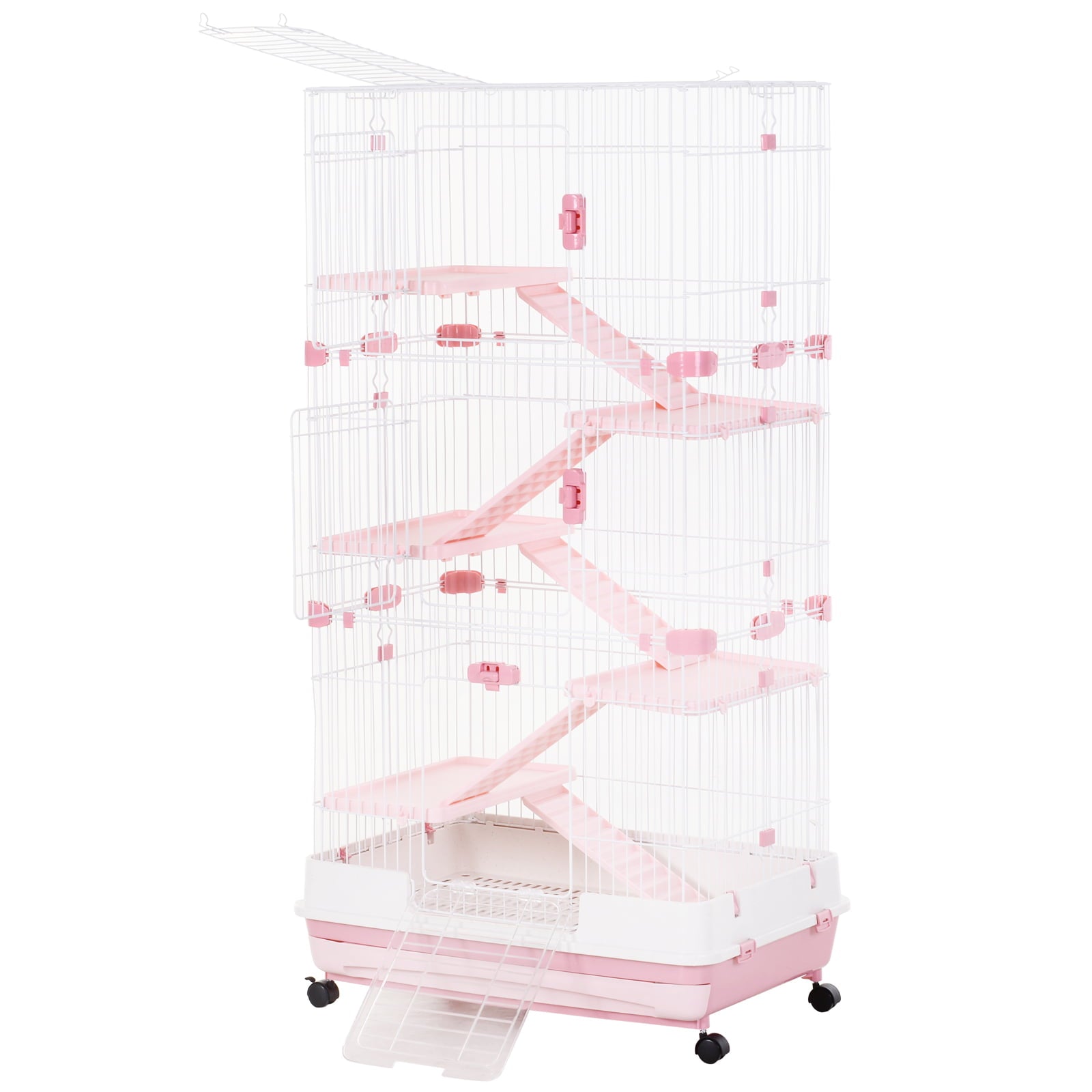 ametoys 6-level Cage Indoor Small Animal Hutch - Pink / White