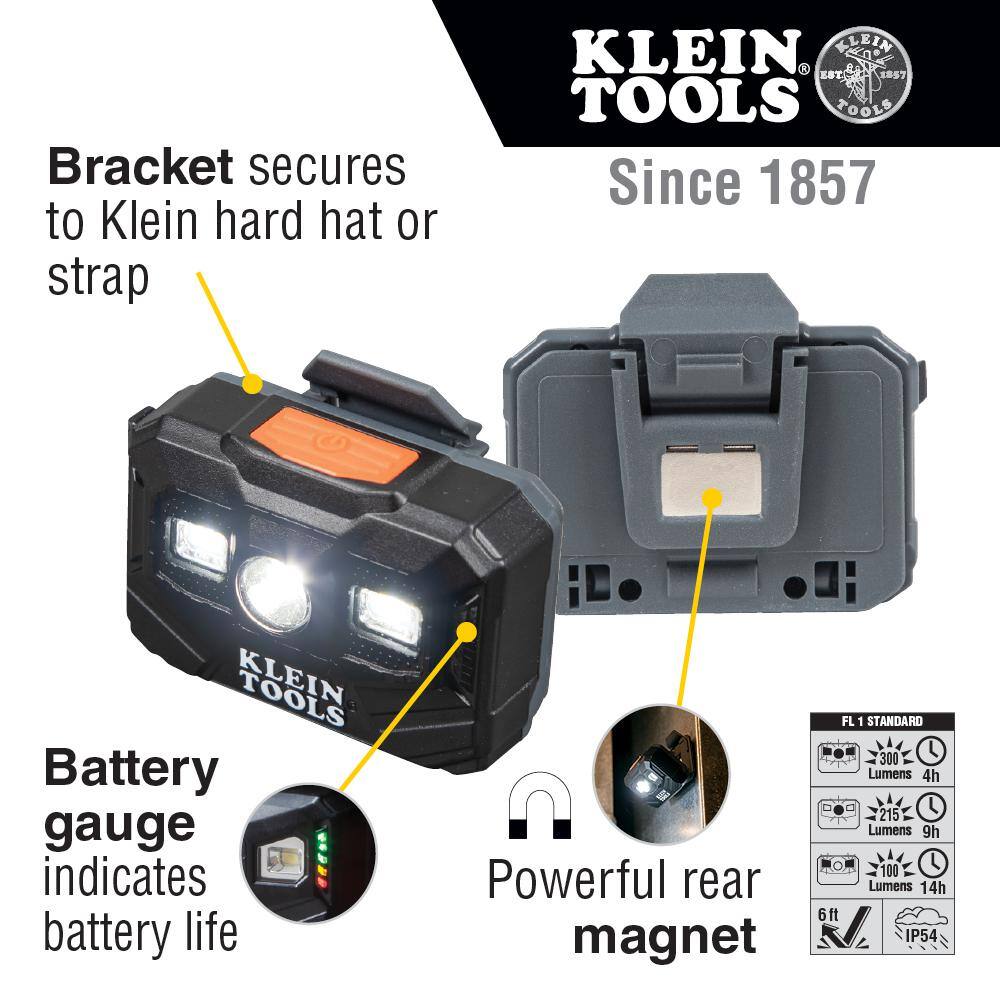 Klein Tools Rechargeable Headlamp and Work Light 300 Lumens 3 Modes 56062