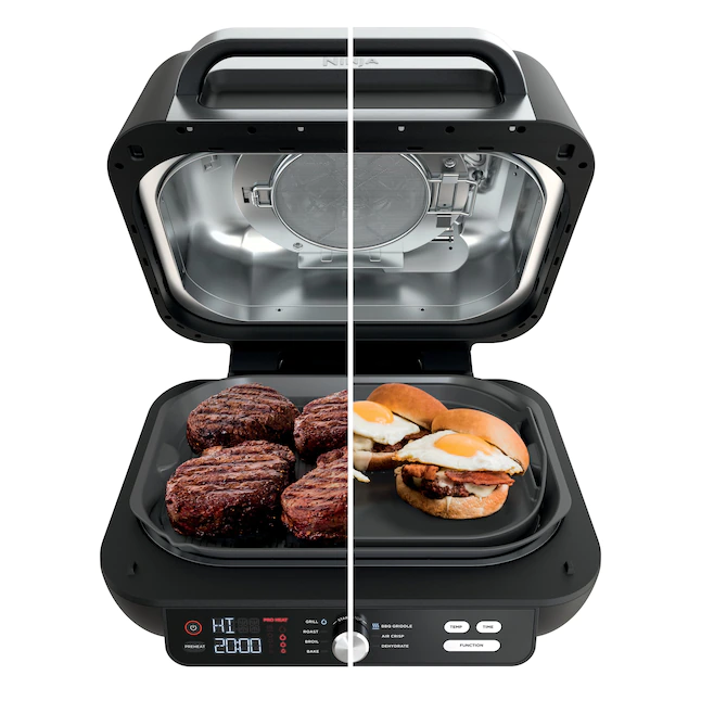 Ninja IG601 Foodi XL Pro 7-in-1 Indoor Grill 15.7-in L x 17.4-in W Non-stick Residential， Black， 4 Quarts