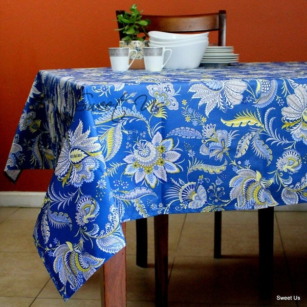 Wipeable Spill Resistant French Floral Acrylic Coated Vanne Tablecloth